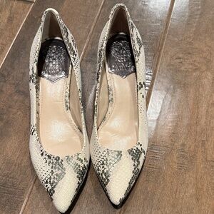 Vince Camuto Snakeskin Heels - Black and Cream